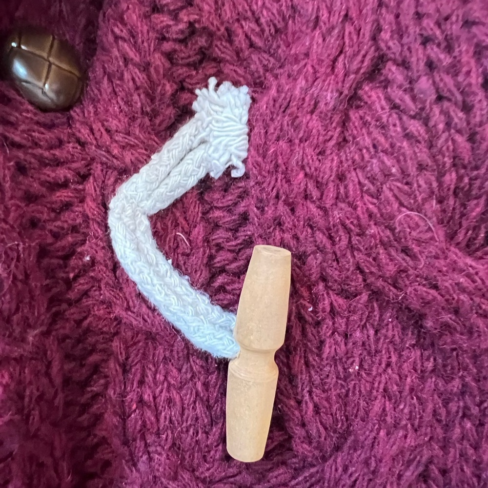 Y2k Ruff Hewn Burgundy Cable Knit Toggle Jacket - image 3